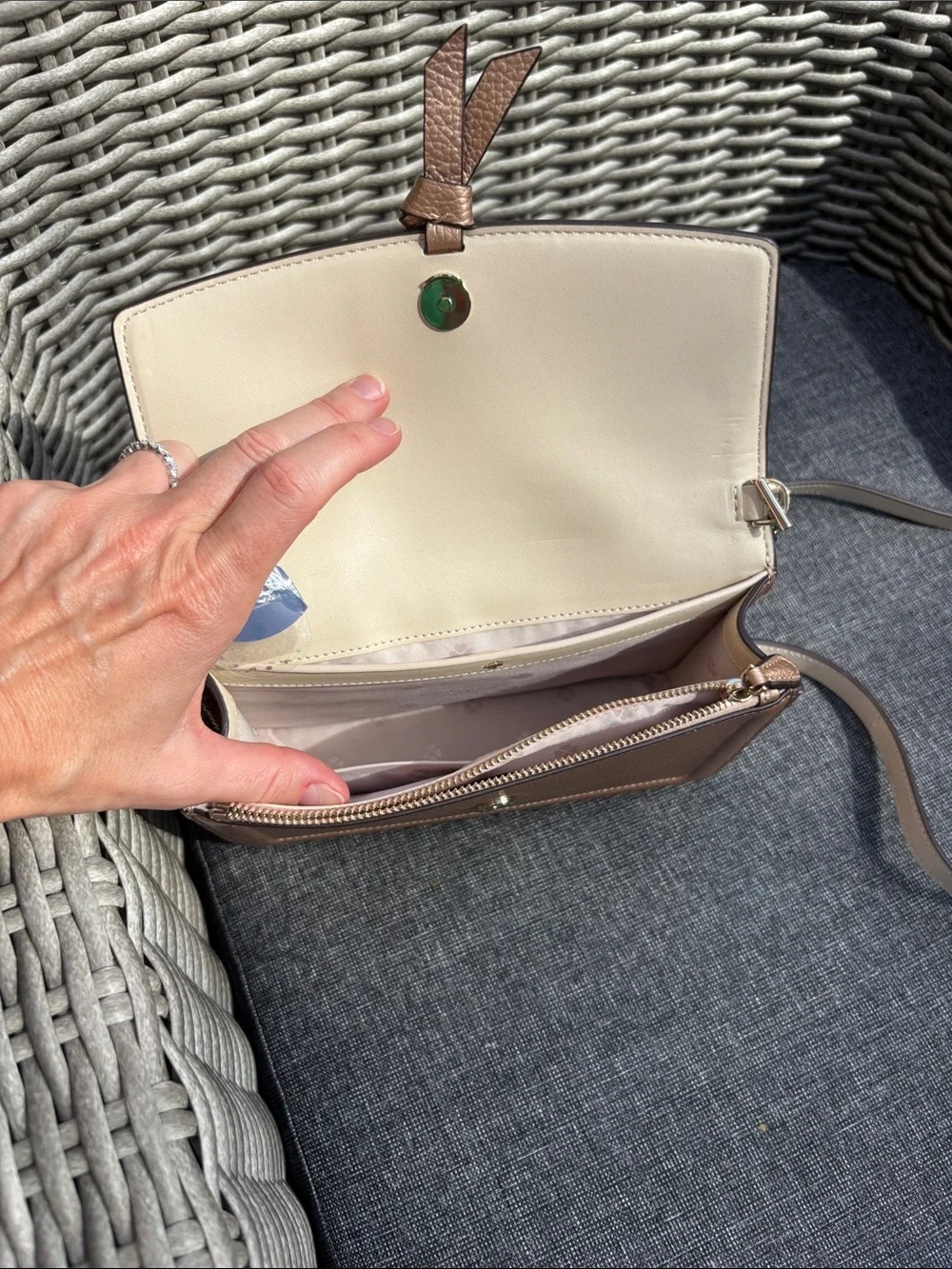 kate spade metallic rose gold pebbled leather crossbody NEW